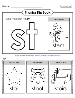 Phonics Flip Book (St-) Phonics Blends Worksheet