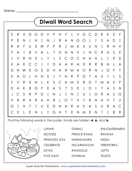 New Diwali Word Search (Hard) Worksheet New Diwali Word Search (Hard) Worksheet