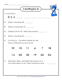 Questions: Counting by 2s Worksheet