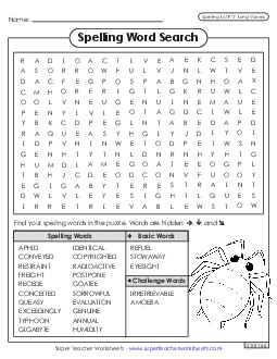 Word Search (F-2)  Free Spelling F Worksheet