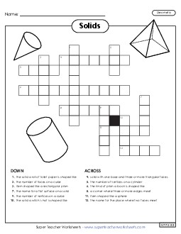 Solids Crossword Geometry Worksheet