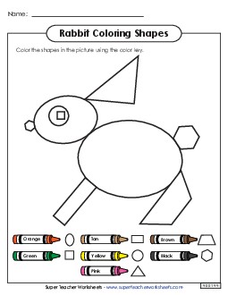 Coloring Shapes - Rabbit Geometry Worksheet