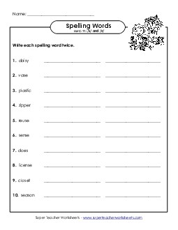 Write Twice (C-11) Spelling C Worksheet