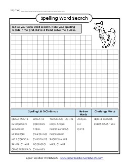 Make Your Own Word Search (D-Christmas)  Spelling D Worksheet