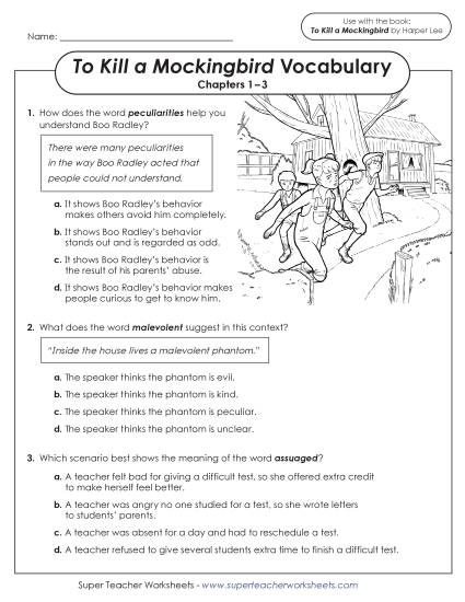 New Vocabulary Questions for Chapters 1–3 Worksheet