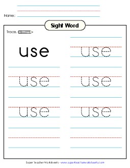 Trace the Word: Use Sight Words Individual Worksheet