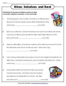 Urban, Suburban, & Rural Worksheet Free 2nd Grade Social Studies Worksheet