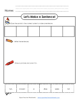 Build-a-Sentence: Lincoln Presidents Day Worksheet