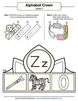 Letter Z - Crown Alphabet Worksheet