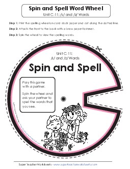 Spin and Spell (C-11) Spelling C Worksheet