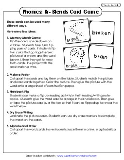 Phonics Card Game (Br- Blends) Free Phonics Blends Worksheet