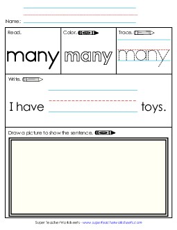 Worksheet 3: Many Free Sight Words Individual Worksheet