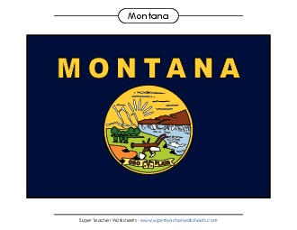 Montana State Flag (Full-Color Version) States Individual Worksheet