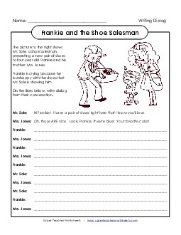 Dialog: Shoe Salesman Writing Dialog Worksheet