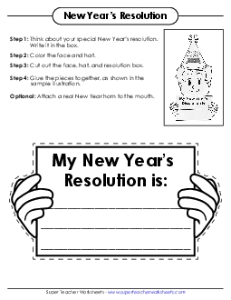 New Year\'s Resolution Craft (2025) Worksheet