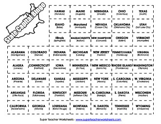 U.S. State Capitals Bingo Free 3rd Grade 3rd Grade Social Studies Worksheet