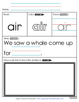 Worksheet 3: Air Sight Words Individual Worksheet