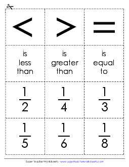 Math Cards: Comparing Fractions Worksheet