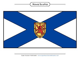 Nova Scotia Flag (Full Colour) Canada Worksheet