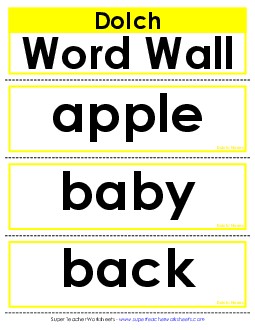 Word Wall: Nouns Dolch Worksheet