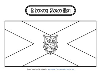 Nova Scotia Flag (Black & White) Free Canada Worksheet