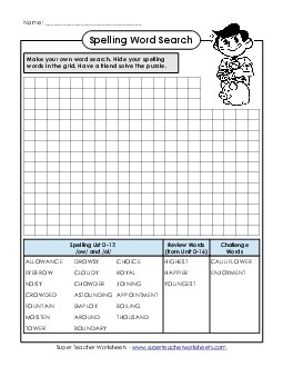 Make-a-Search (D-17) Spelling D Worksheet