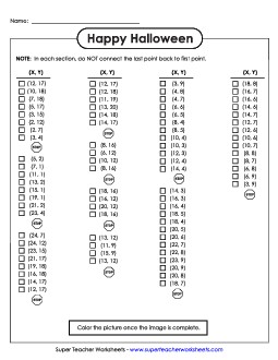 Mystery Graph - Jack-o-Lantern 2  (Intermediate) Mystery Graph Picture Worksheet