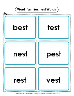 Flashcards (-est) Word Families Worksheet