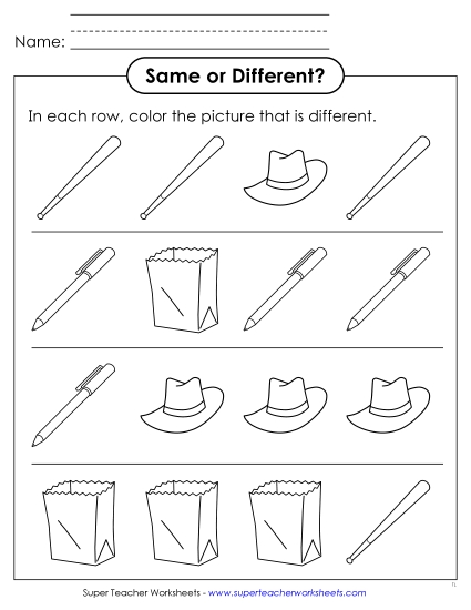 New Same or Different? (Pictures) Worksheet New Same or Different? (Pictures) Worksheet