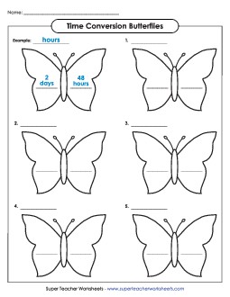 Time Conversion Butterflies Worksheet