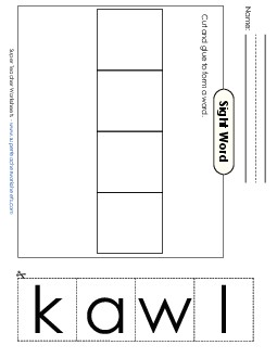 Large Cut-and-Glue: Walk Sight Words Individual Worksheet