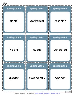 Flashcards (F-2)  Free Spelling F Worksheet