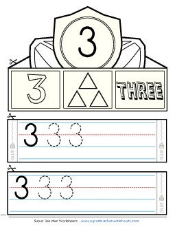 Number 3 Crown Counting Worksheet