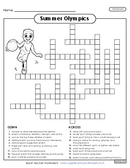 Summer Olympics Crossword (Advanced) Worksheet