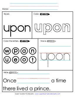 Worksheet 1: Upon Sight Words Individual Worksheet