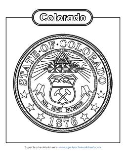 Colorado State Seal (Black & White) States Individual Worksheet