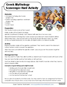 Greek Mythology Scavenger Hunt 6th Grade Social Studies Worksheet