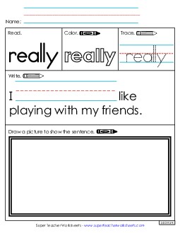 Worksheet 3: Really Sight Words Individual Worksheet