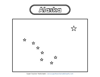 Alaska Flag Coloring Page States Individual Worksheet