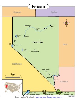 Map of Nevada State Maps Worksheet