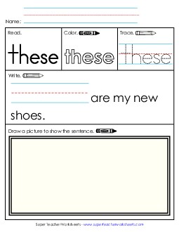 Worksheet 3: These Sight Words Individual Worksheet