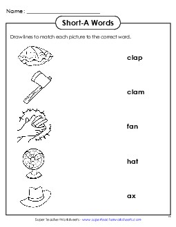 Matching Worksheet Phonics Long Short A Worksheet