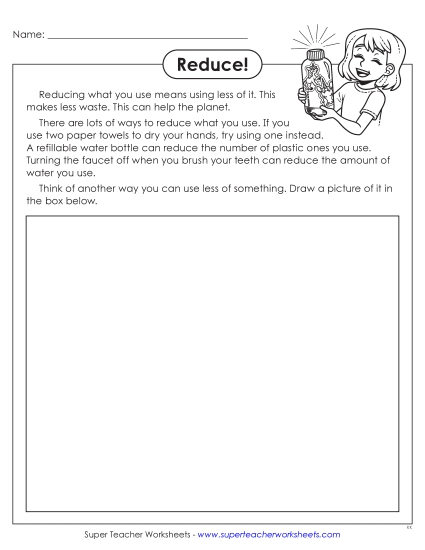 New Reduce! Reading & Drawing Worksheet