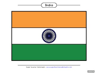 Indian Flag (Full Color) Free Worksheet