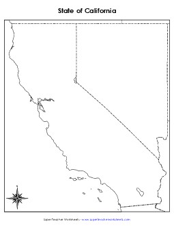 California: Blank Map State Maps Worksheet