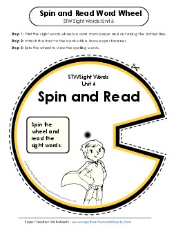 Spin and Read (Unit 6) Sight Words Worksheet