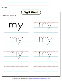 Trace the Word: My Sight Words Individual Worksheet