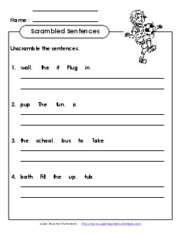 Scrambled Sentences (A-5) Spelling A Worksheet