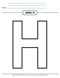 Outline - Uppercase H Alphabet Worksheet