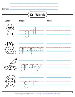 Trace and Write Phonics Blends Worksheet